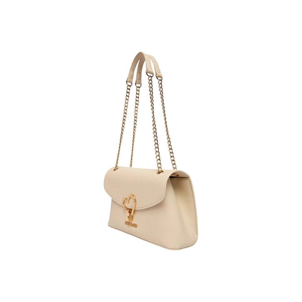 Medium Faux Leather Handbag with Gold Heart Detail