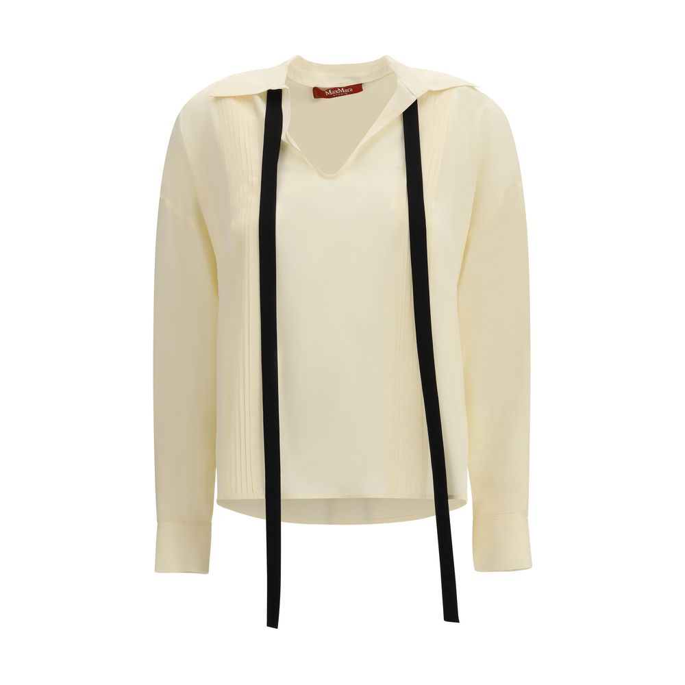 Beige Silk Teardrop Blouse