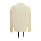 Beige Silk Teardrop Blouse