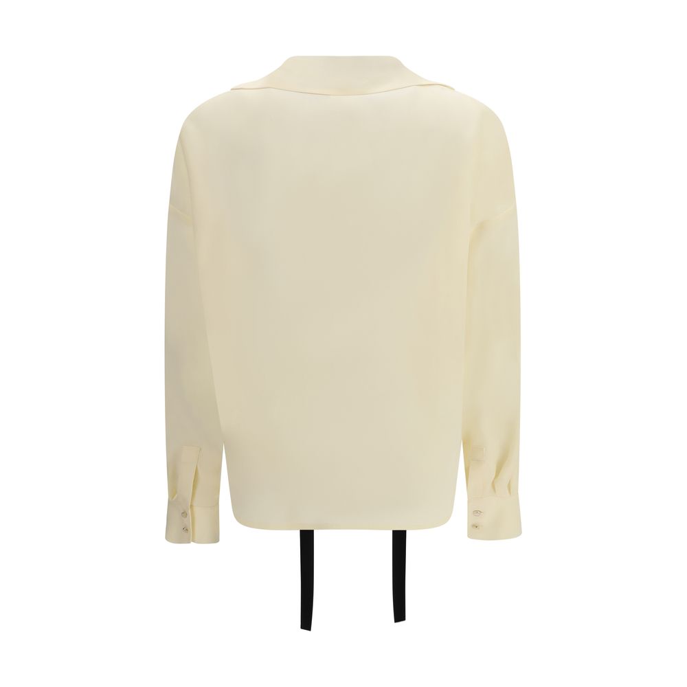 Beige Silk Teardrop Blouse