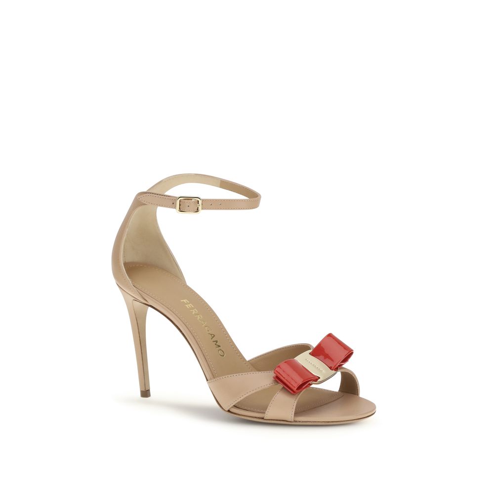 Beige Calf Leather Vara Stiletto Heel Sandals