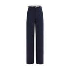Ivory Triacetate Wide-Leg Pants