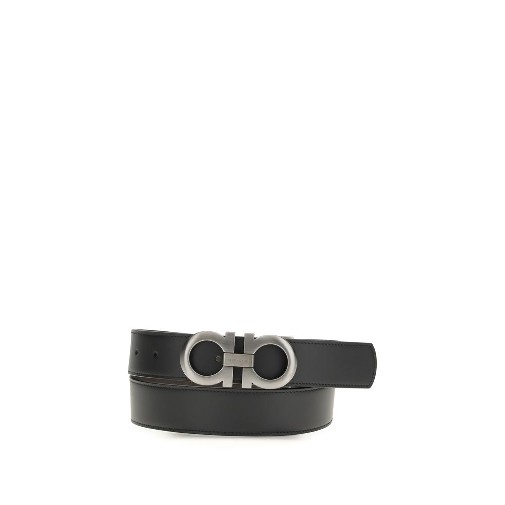 Black Calf Leather Gancini Belt