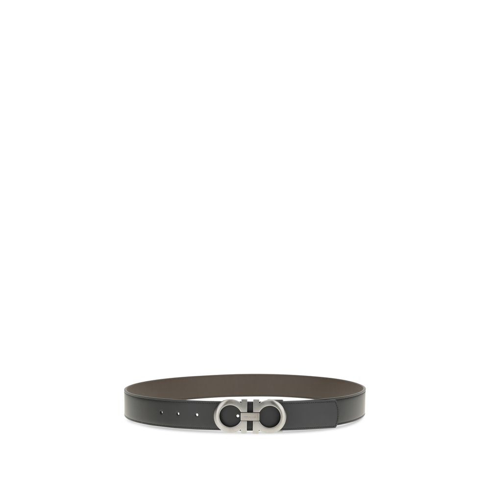 Black Calf Leather Gancini Belt