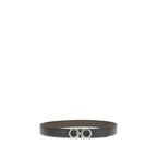 Black Calf Leather Gancini Belt
