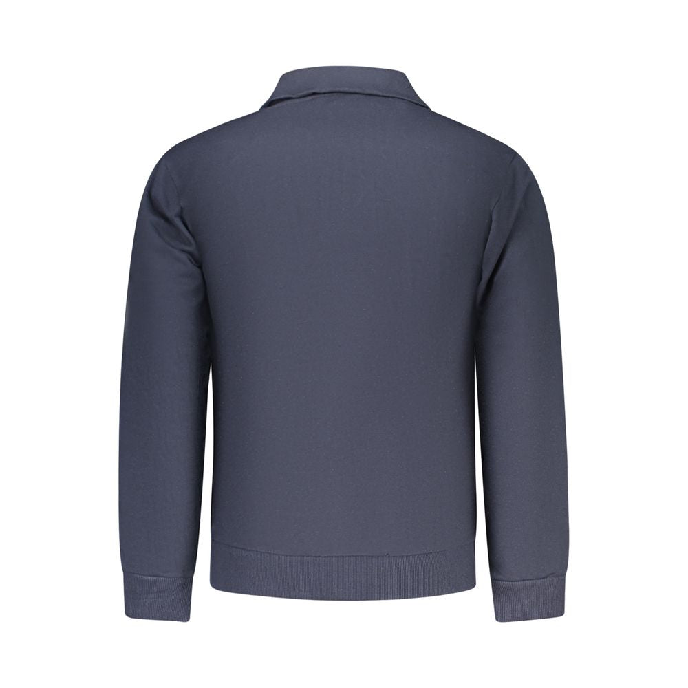 Blue Cotton-Polyester Half-Zip Sweatshirt