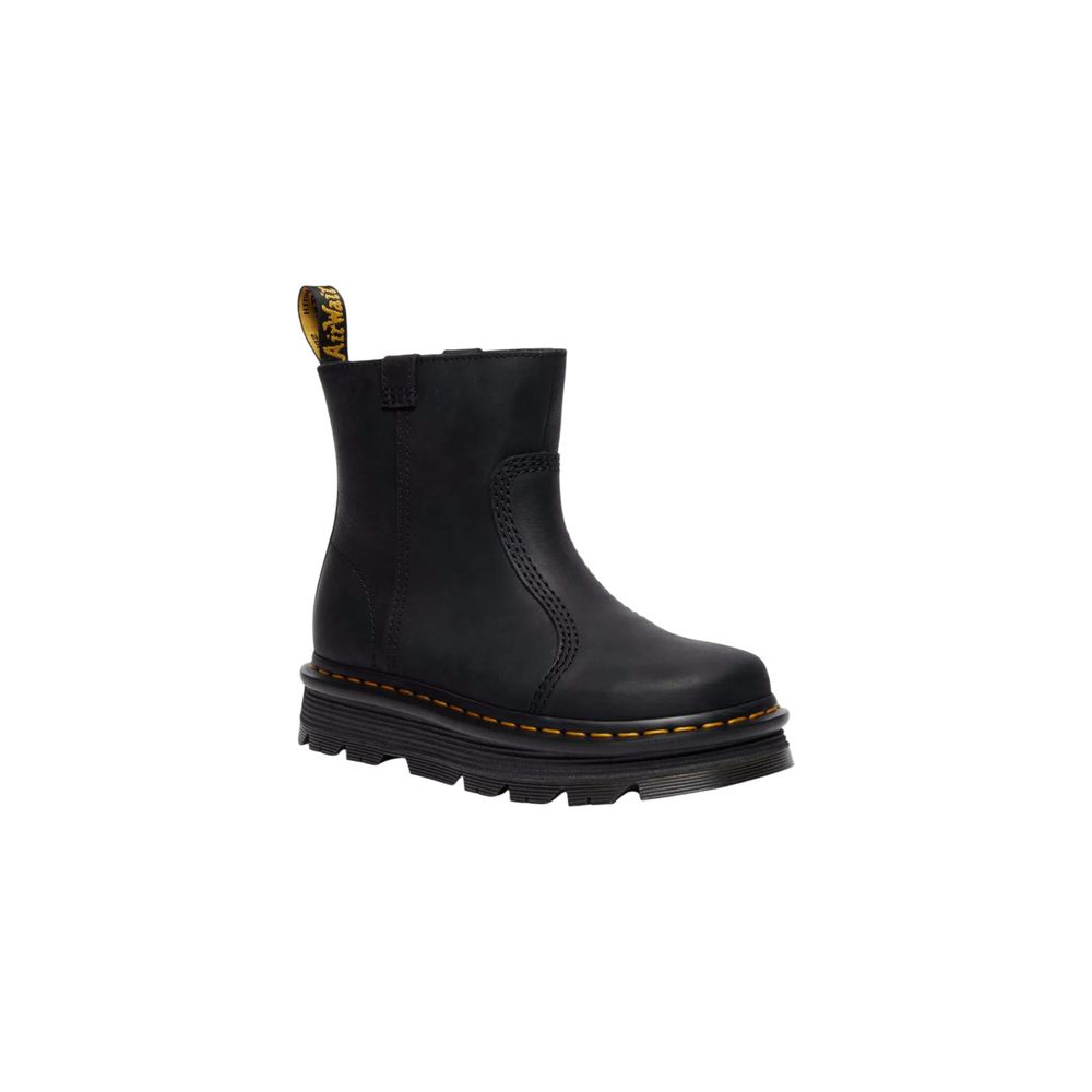 Black Leather Zebzag Rigger Wyoming Ankle Boots