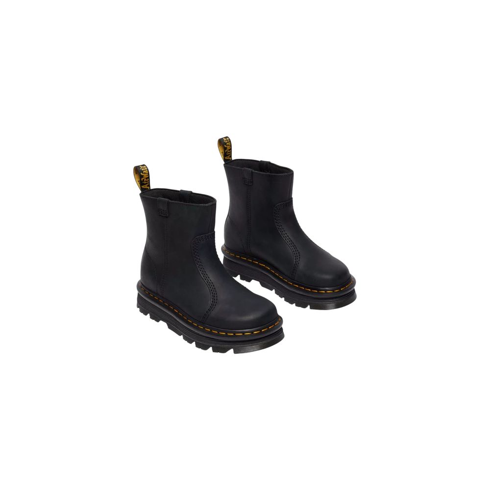 Black Leather Zebzag Rigger Wyoming Ankle Boots