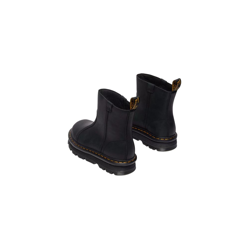 Black Leather Zebzag Rigger Wyoming Ankle Boots