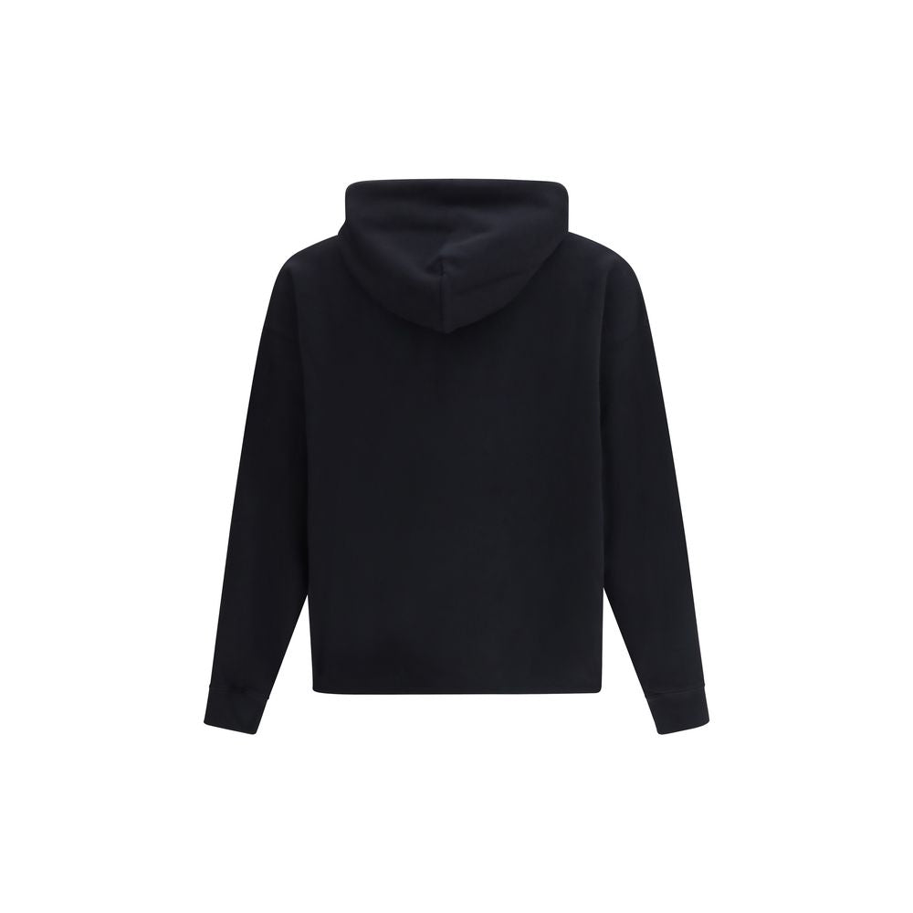 Black Cotton Pullover Hoodie