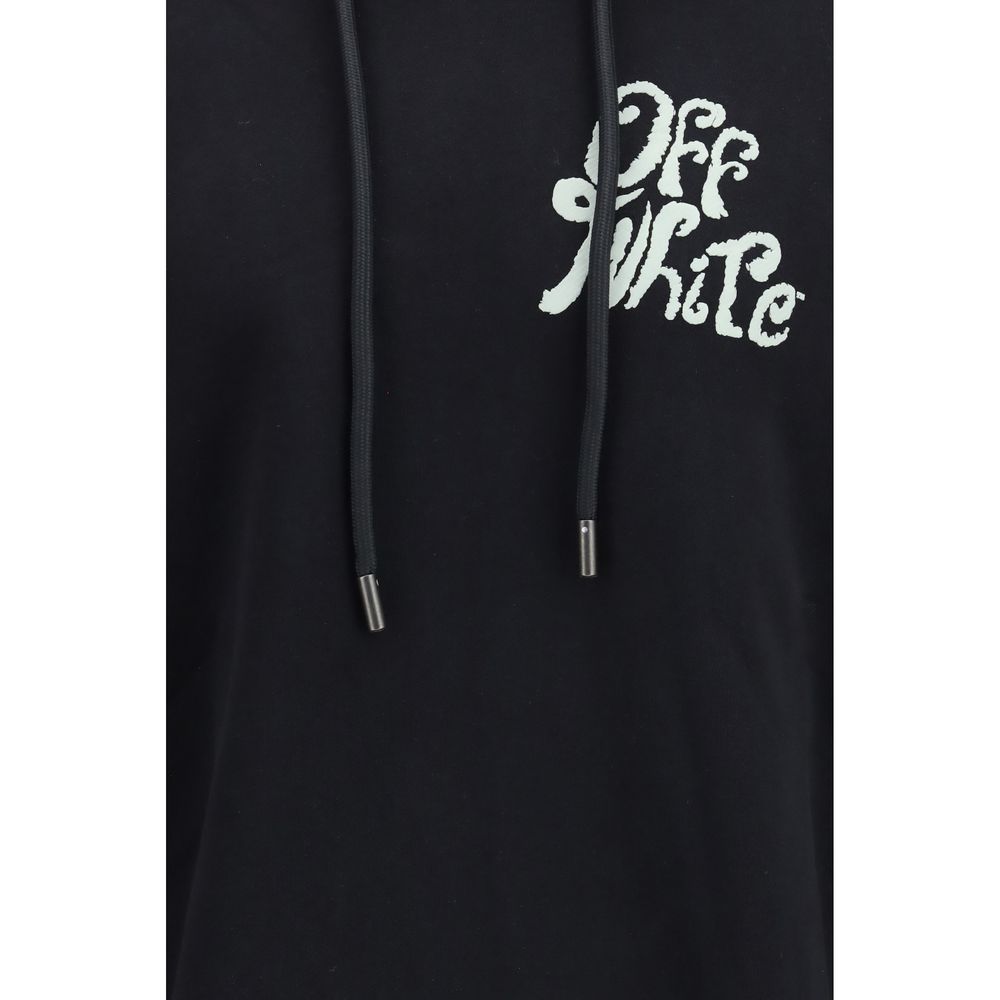Black Cotton Pullover Hoodie