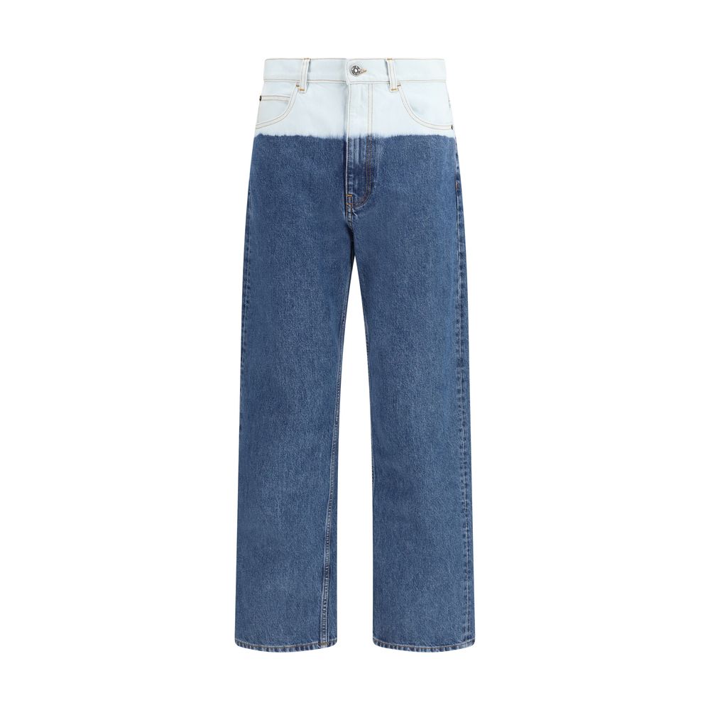 Bleached Cotton Straight-Leg Jeans