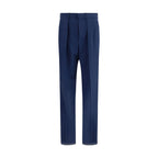 Bicolor Wool Pleated Trousers