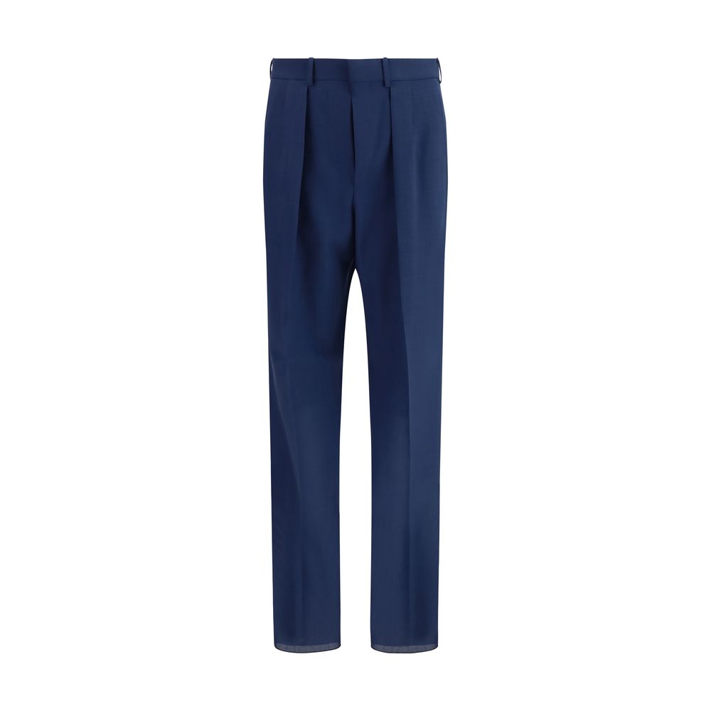 Bicolor Wool Pleated Trousers