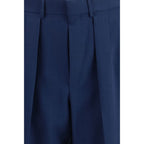 Bicolor Wool Pleated Trousers