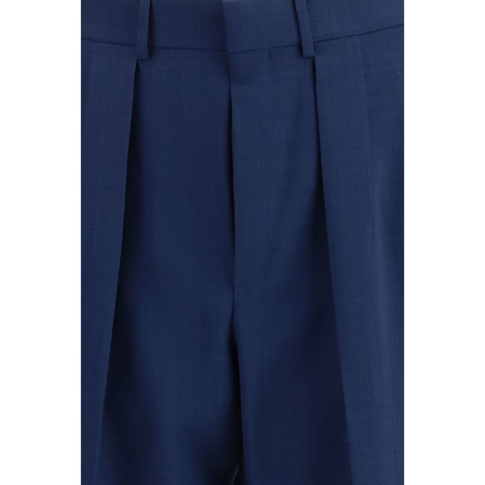 Bicolor Wool Pleated Trousers