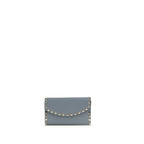 Garnet Calfskin Rockstud Chain Wallet