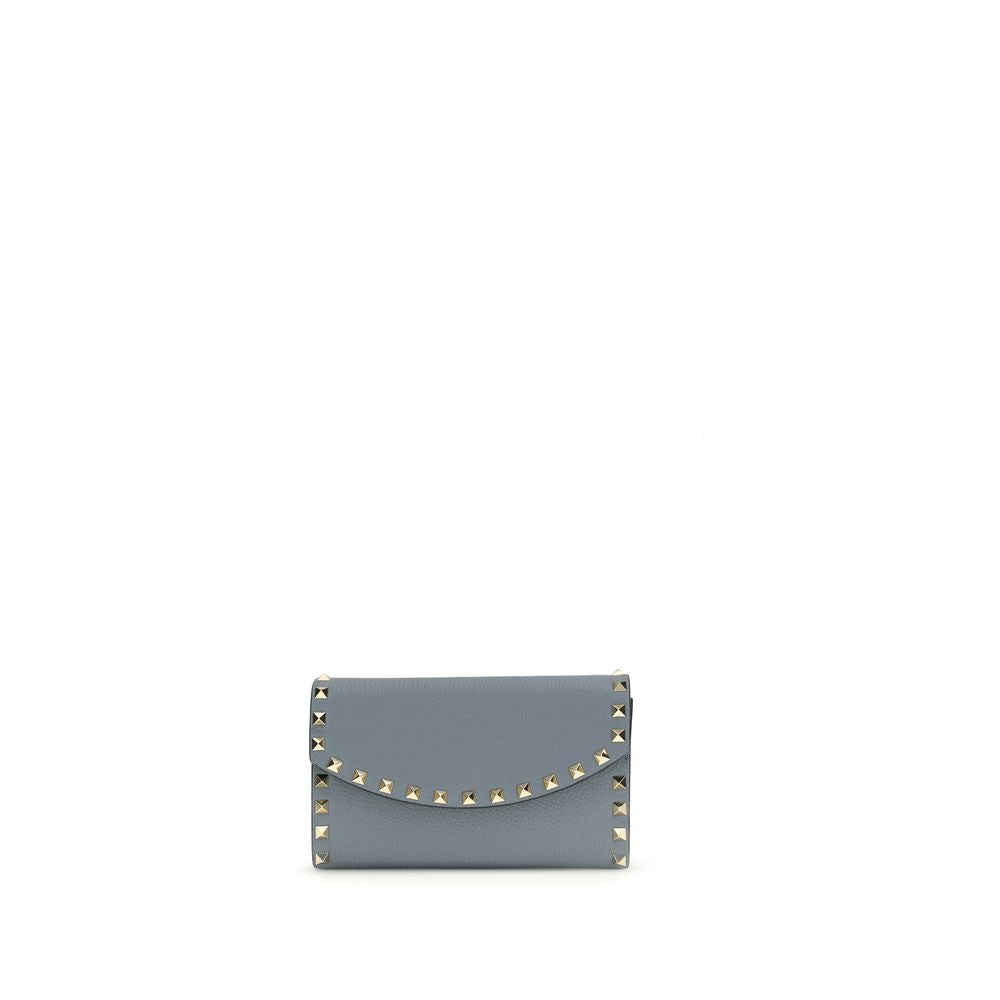 Garnet Calfskin Rockstud Chain Wallet