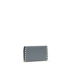 Garnet Calfskin Rockstud Chain Wallet