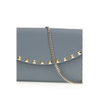 Garnet Calfskin Rockstud Chain Wallet