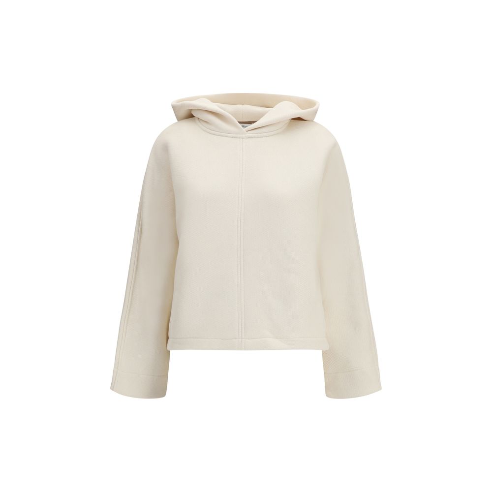 Beige Cotton Hooded Sweatshirt