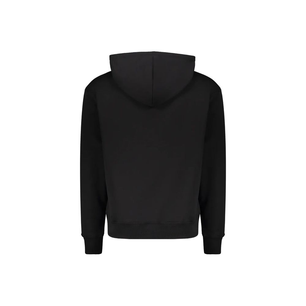 Black Cotton Logo Print Hoodie