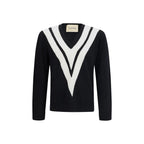 Black Wool V-Detail Sweater