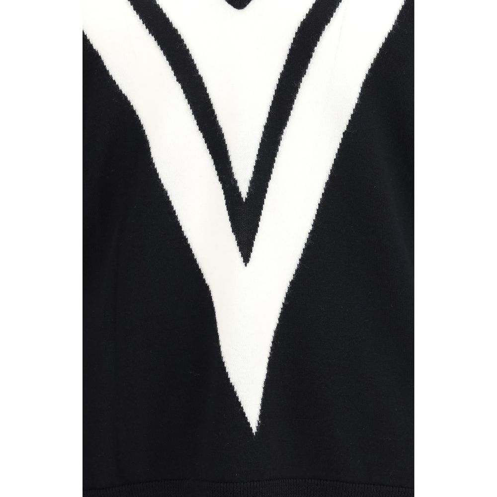 Black Wool V-Detail Sweater