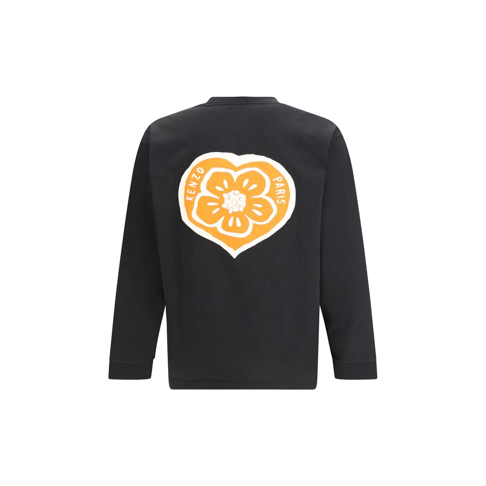 Cotton Jersey Long Sleeve T-Shirt with Boke Heart Patch