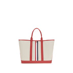 Grained Leather And Fabric Shoulder Bag