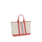 Grained Leather And Fabric Shoulder Bag