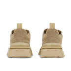 Beige Fabric Leather Lace Up Sneakers