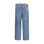 Blue Cotton Straight-Leg Jeans