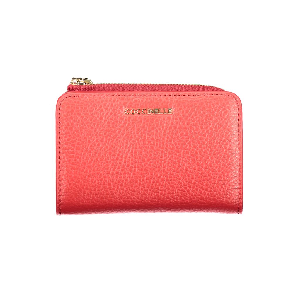Metallic Soft Leather Wallet in Rosso