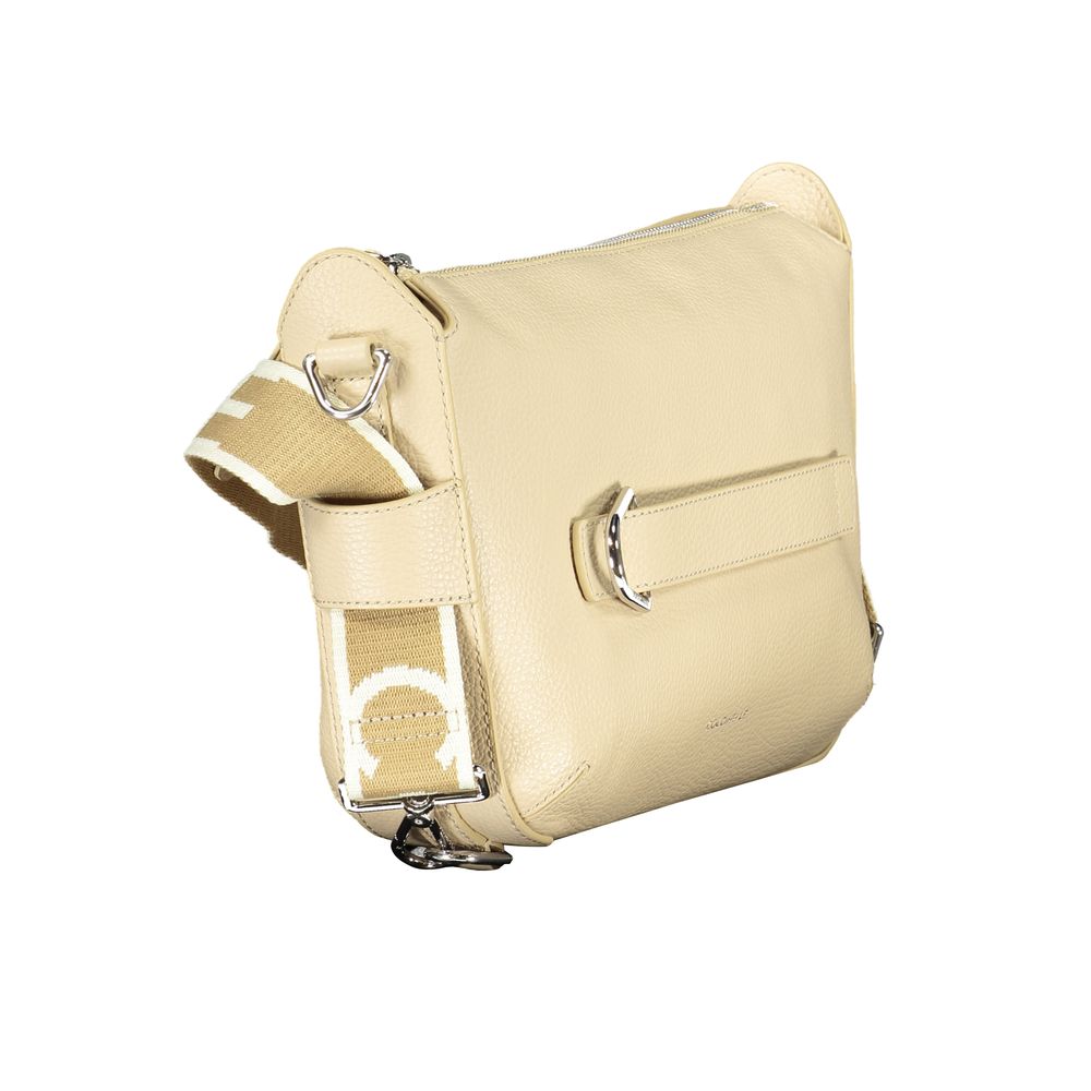 Beige Leather Ribbon Bag