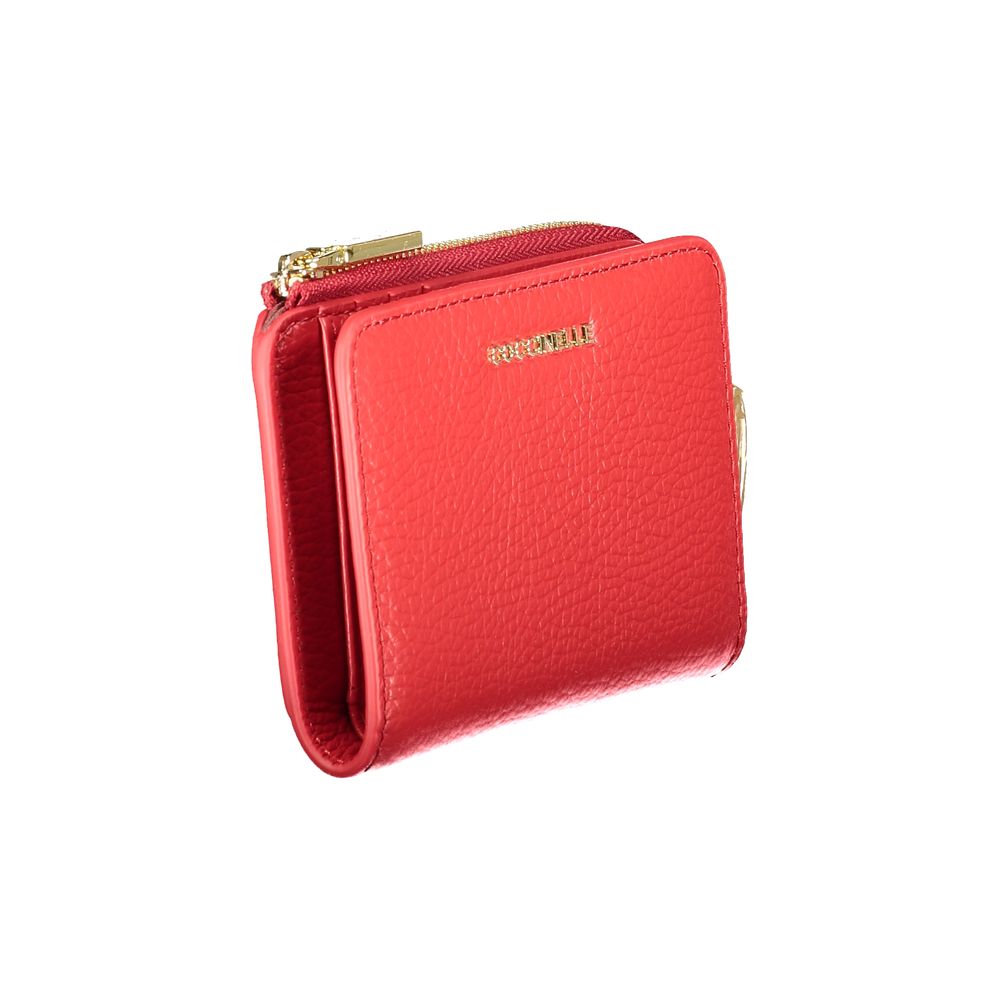 Metallic Soft Leather Wallet in Rosso