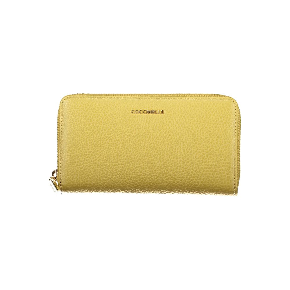 Metallic Soft Leather Zip Wallet in Verde
