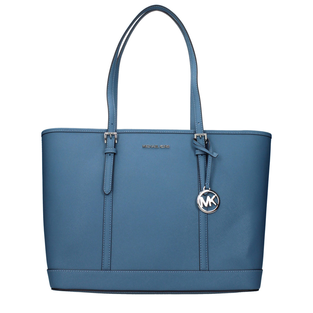 Cornflower Blue Leather Travel Shoulder Bag