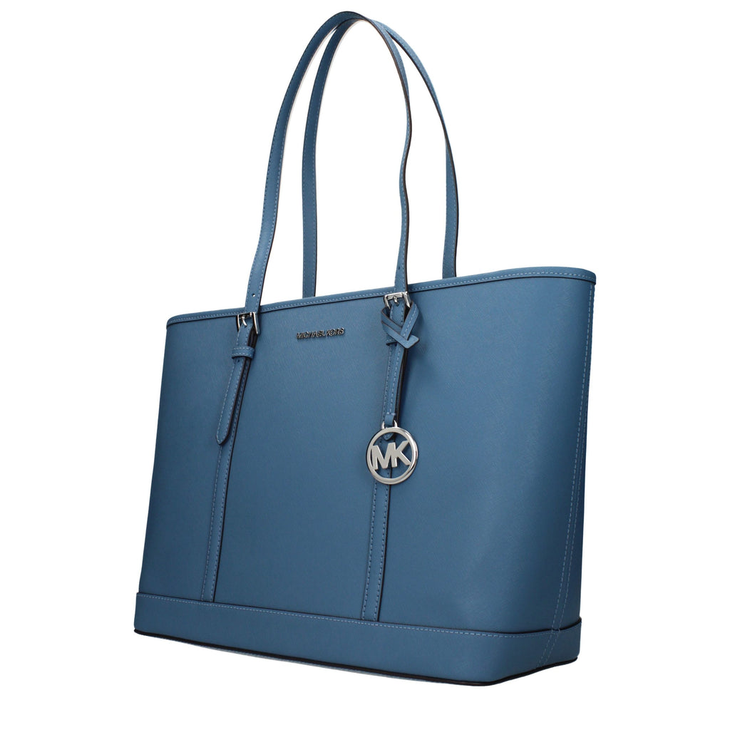 Cornflower Blue Leather Travel Shoulder Bag