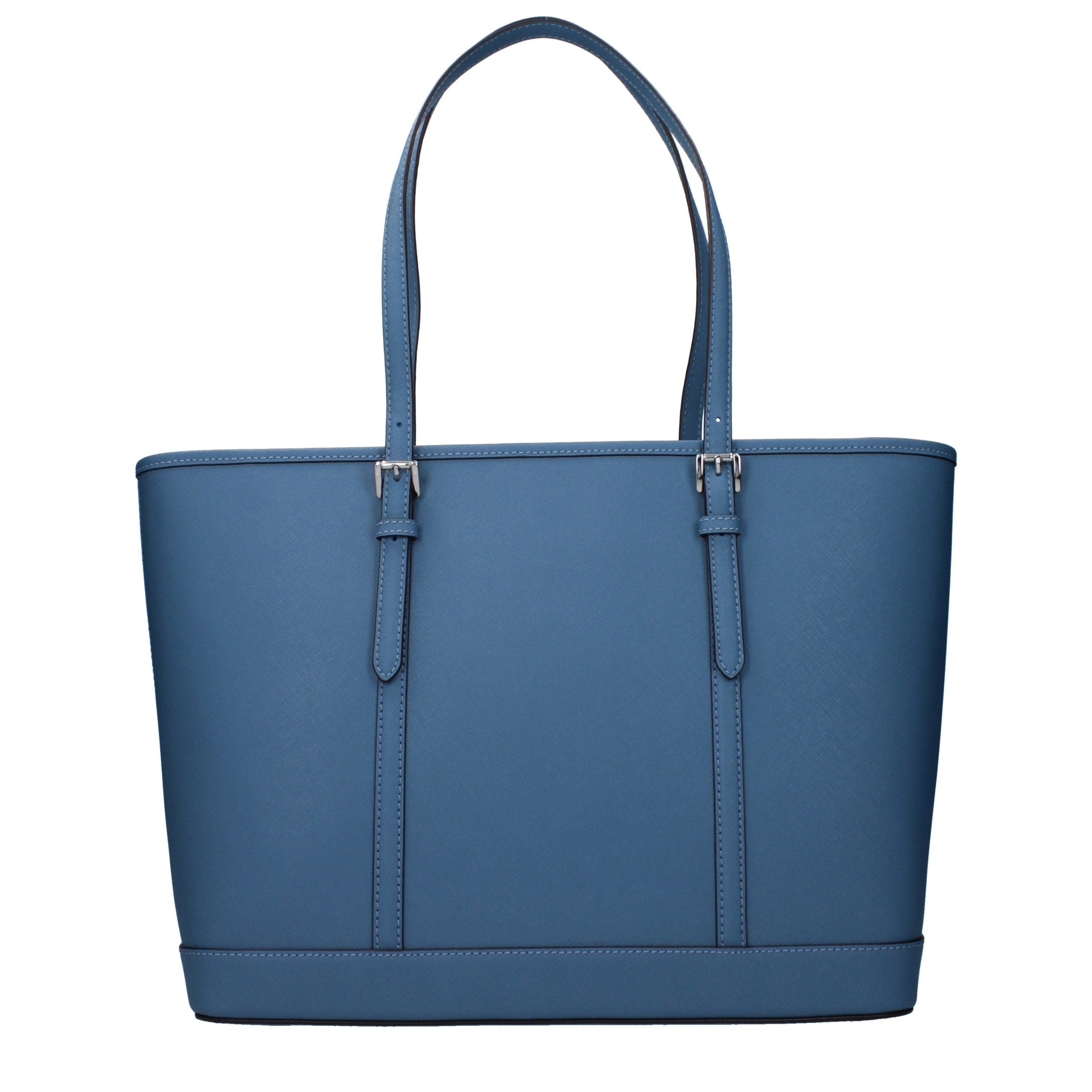 Cornflower Blue Leather Travel Shoulder Bag