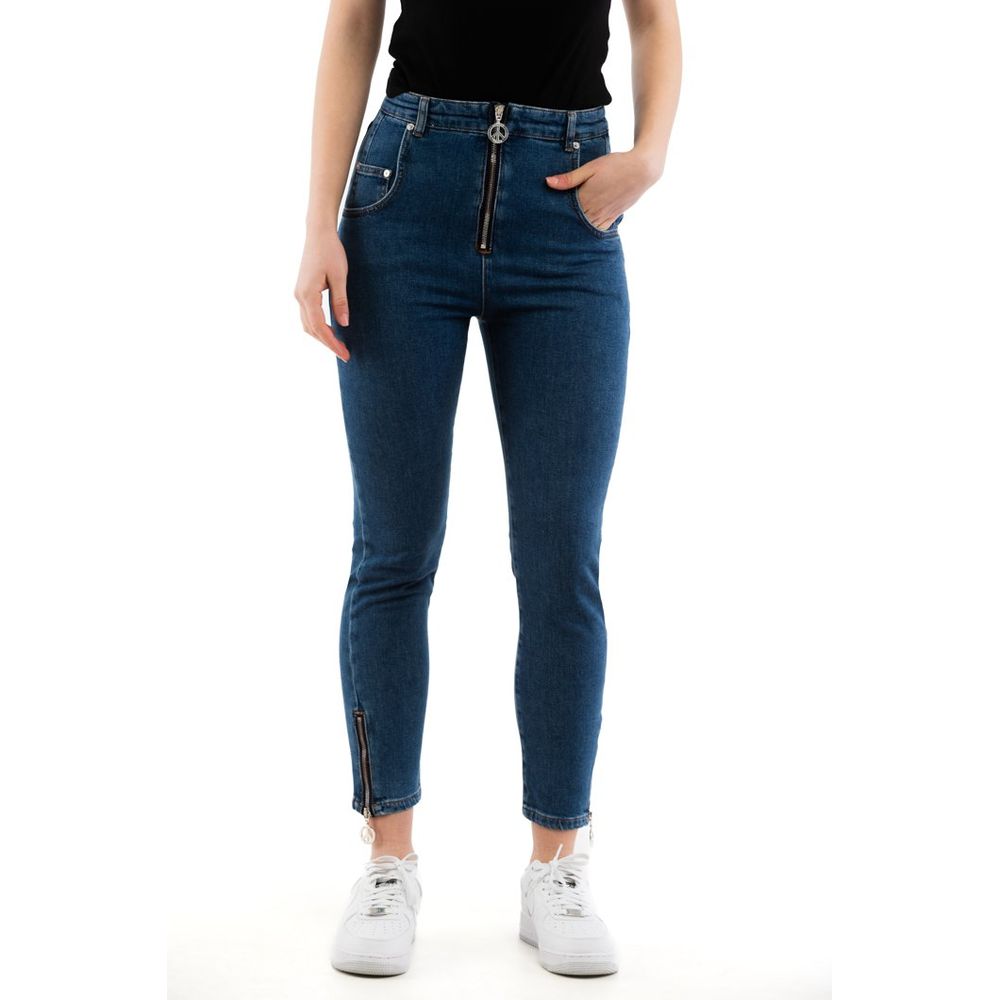 High‑Waisted Multi‑Blue Denim Jeans