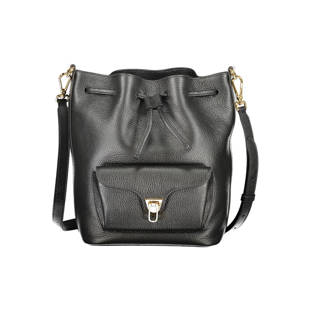 Black Leather Beat Generation Bucket Bag