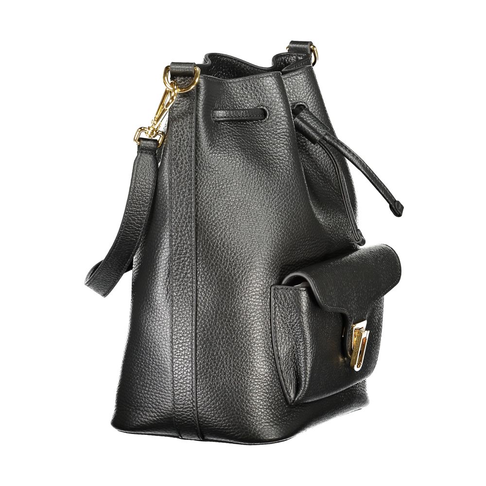 Black Leather Beat Generation Bucket Bag
