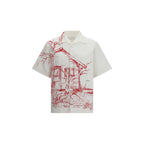 Oversized Cabin Print White Cotton Shirt