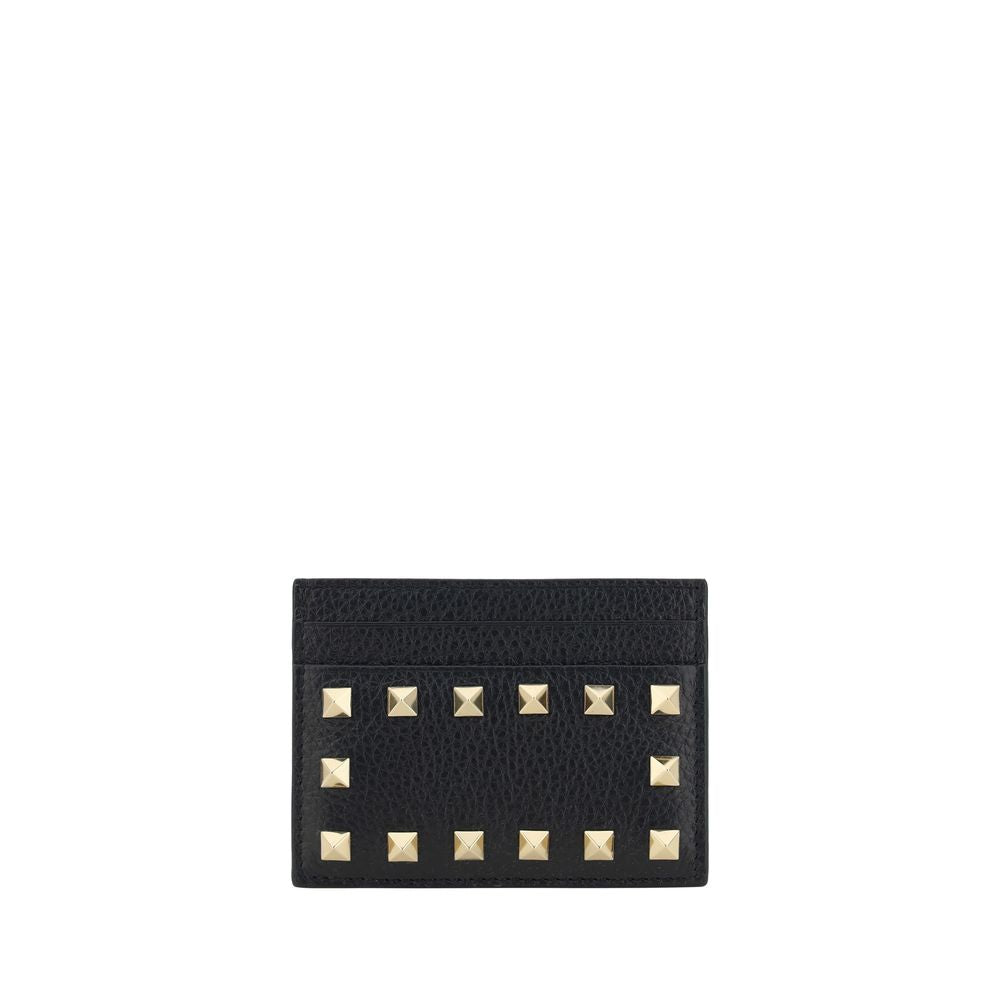 Compact Calfskin Rockstud Card Holder