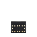 Compact Calfskin Rockstud Card Holder