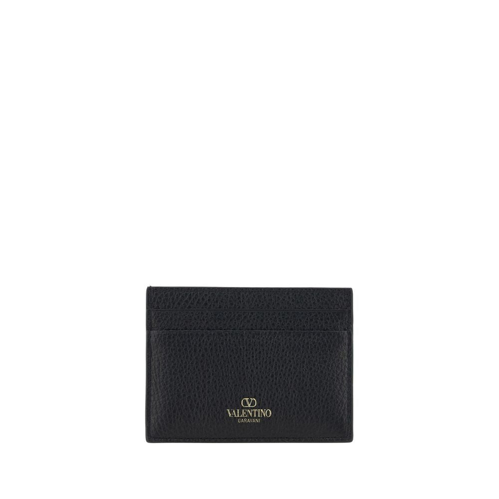 Compact Calfskin Rockstud Card Holder