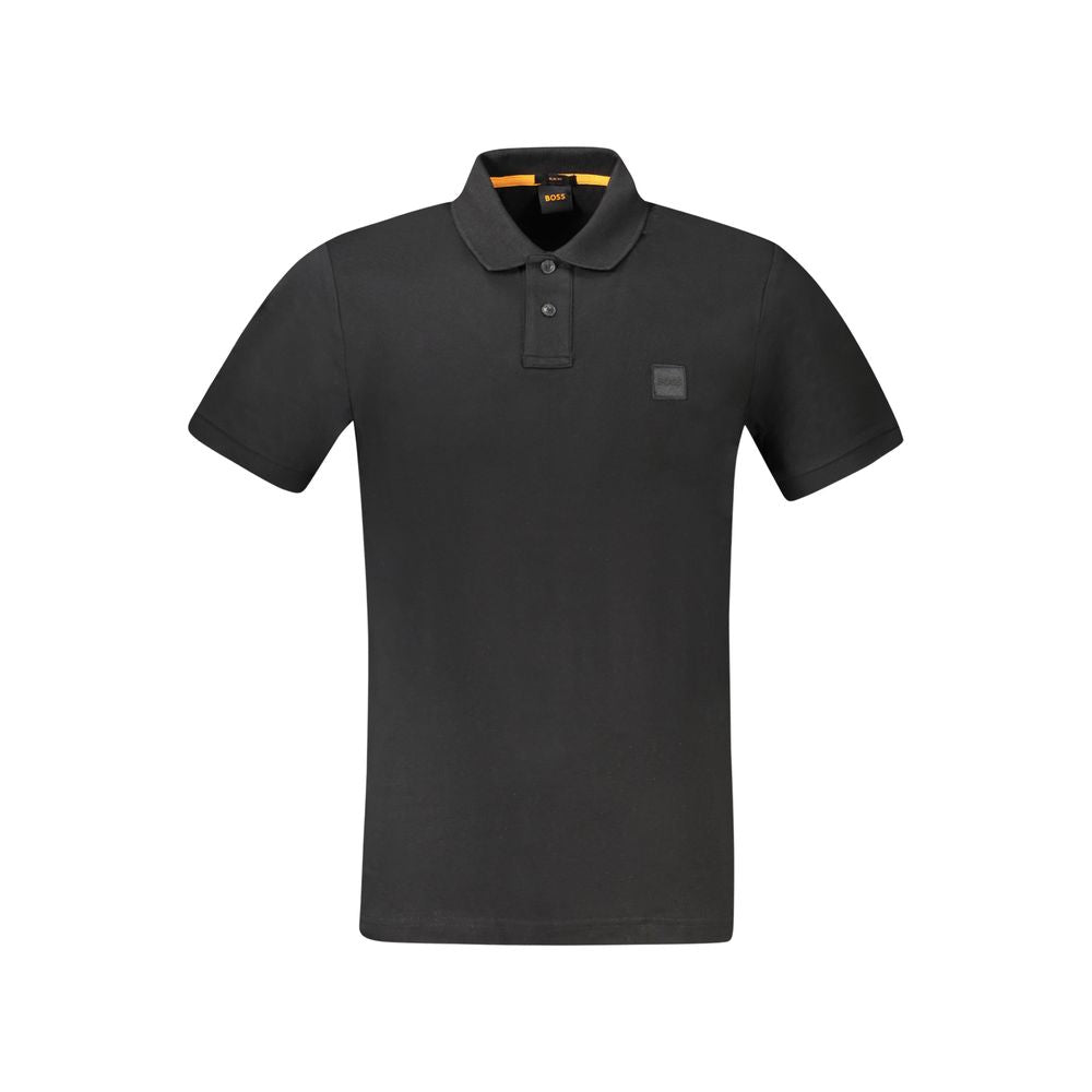 Black Slim Fit Polo Shirt – Cotton‑Elastane Blend