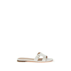 White Calf Leather Flat Sandals