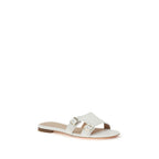 White Calf Leather Flat Sandals